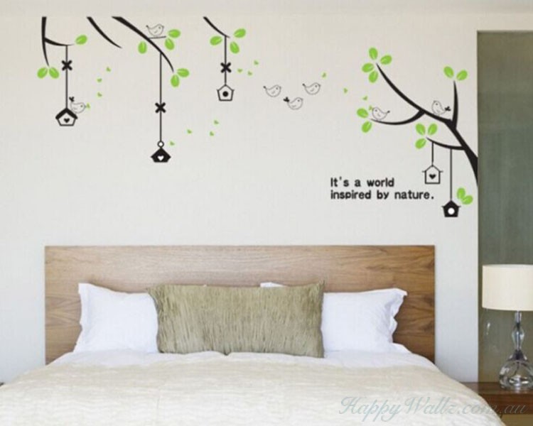 Branches with Green Leaves Wall Decal Branches with Green Leaves Wall Decal Vinyl Tree Art Stickers
